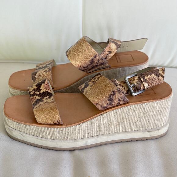Dolce Vita Idrah Embossed Leather Sandals 8.5 Tan Beige Brown Platform 90s Y2K - Picture 5 of 7